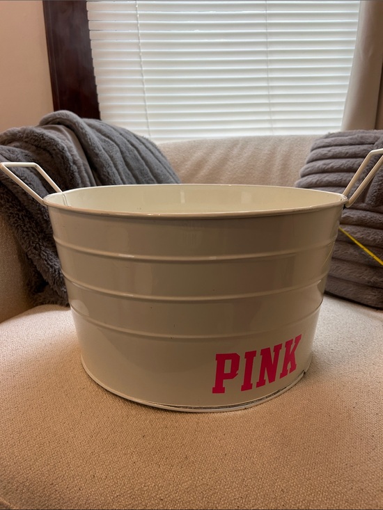 PINK Victoria's Secret Other - PINK Victoria's Secret Cream Store Metal Display Tub with Pink Logo
